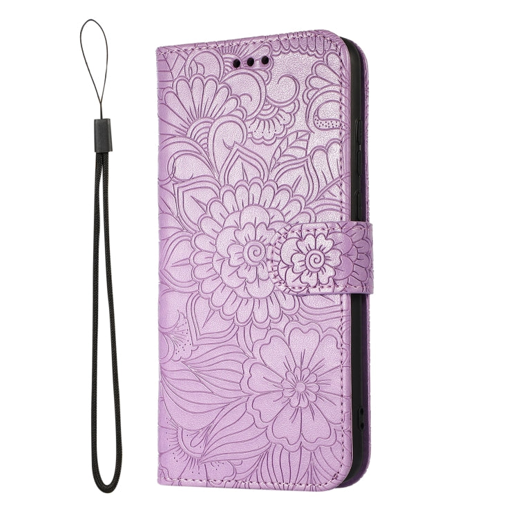 For Huawei Y6p Skin Feel Embossed Sunflower Horizontal Flip Leather Case with Holder & Card Slots & Wallet & Lanyard