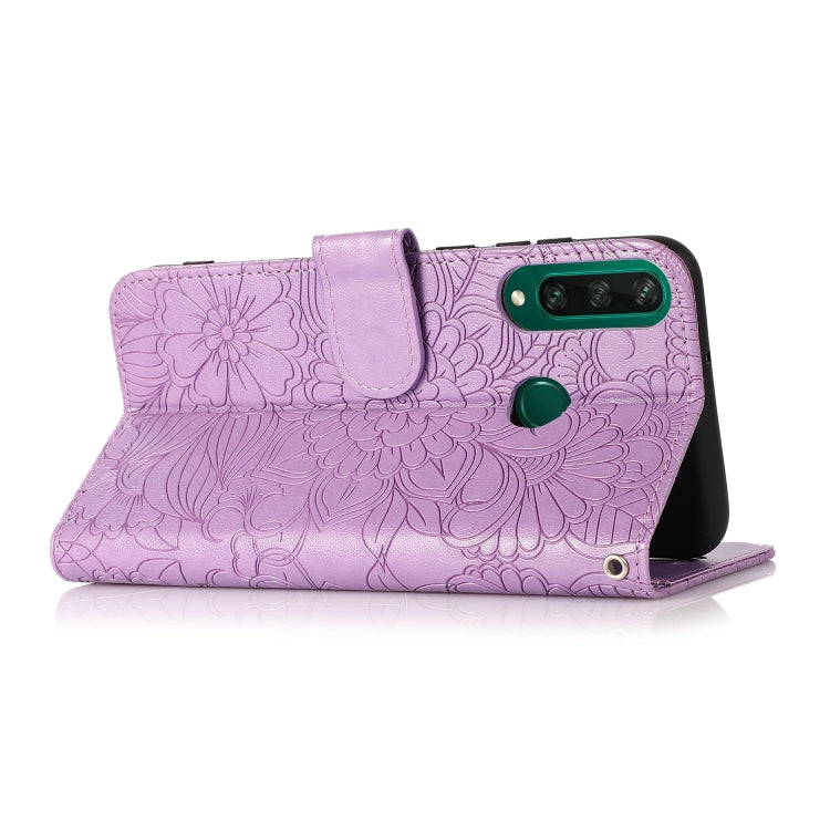 For Huawei Y6p Skin Feel Embossed Sunflower Horizontal Flip Leather Case with Holder & Card Slots & Wallet & Lanyard