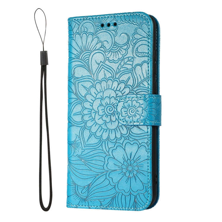 For Huawei Y6p Skin Feel Embossed Sunflower Horizontal Flip Leather Case with Holder & Card Slots & Wallet & Lanyard