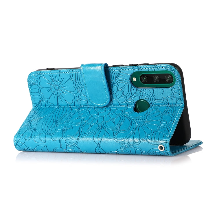 For Huawei Y6p Skin Feel Embossed Sunflower Horizontal Flip Leather Case with Holder & Card Slots & Wallet & Lanyard