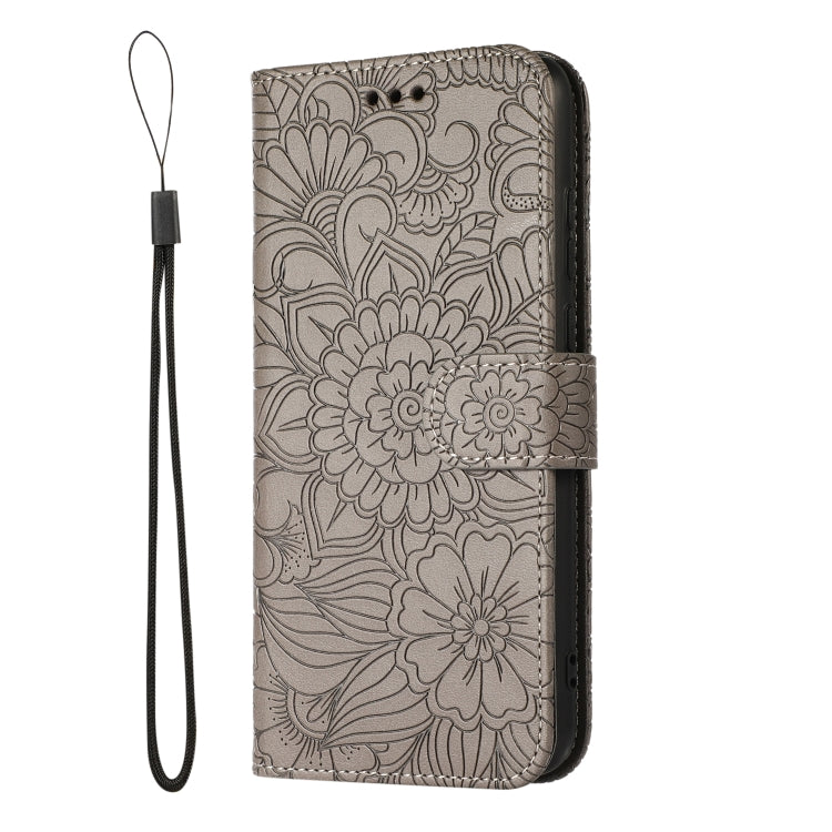 For Huawei Y6p Skin Feel Embossed Sunflower Horizontal Flip Leather Case with Holder & Card Slots & Wallet & Lanyard