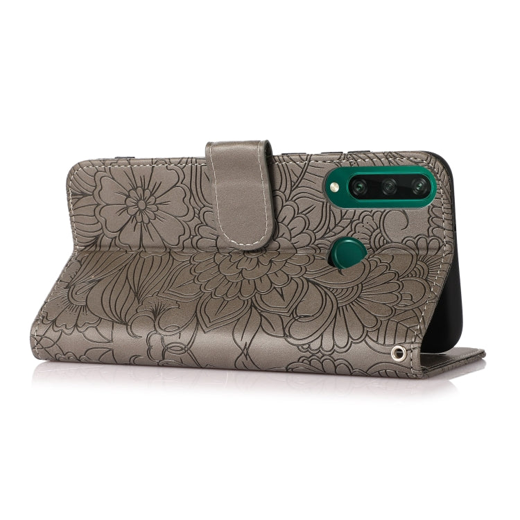 For Huawei Y6p Skin Feel Embossed Sunflower Horizontal Flip Leather Case with Holder & Card Slots & Wallet & Lanyard