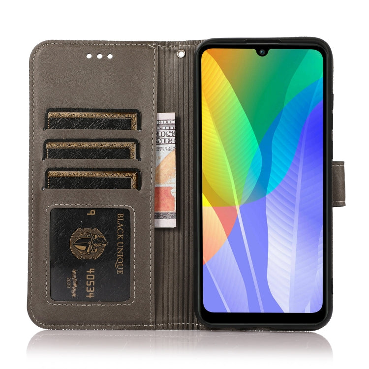 For Huawei Y6p Skin Feel Embossed Sunflower Horizontal Flip Leather Case with Holder & Card Slots & Wallet & Lanyard