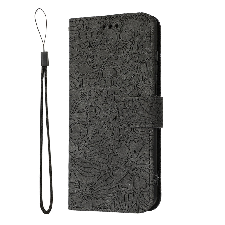For Huawei Y6p Skin Feel Embossed Sunflower Horizontal Flip Leather Case with Holder & Card Slots & Wallet & Lanyard