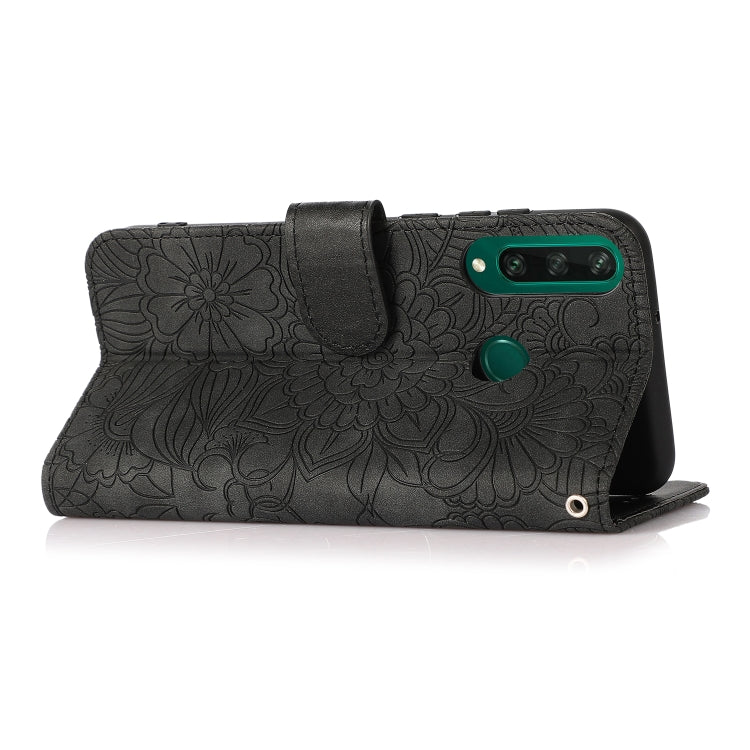 For Huawei Y6p Skin Feel Embossed Sunflower Horizontal Flip Leather Case with Holder & Card Slots & Wallet & Lanyard