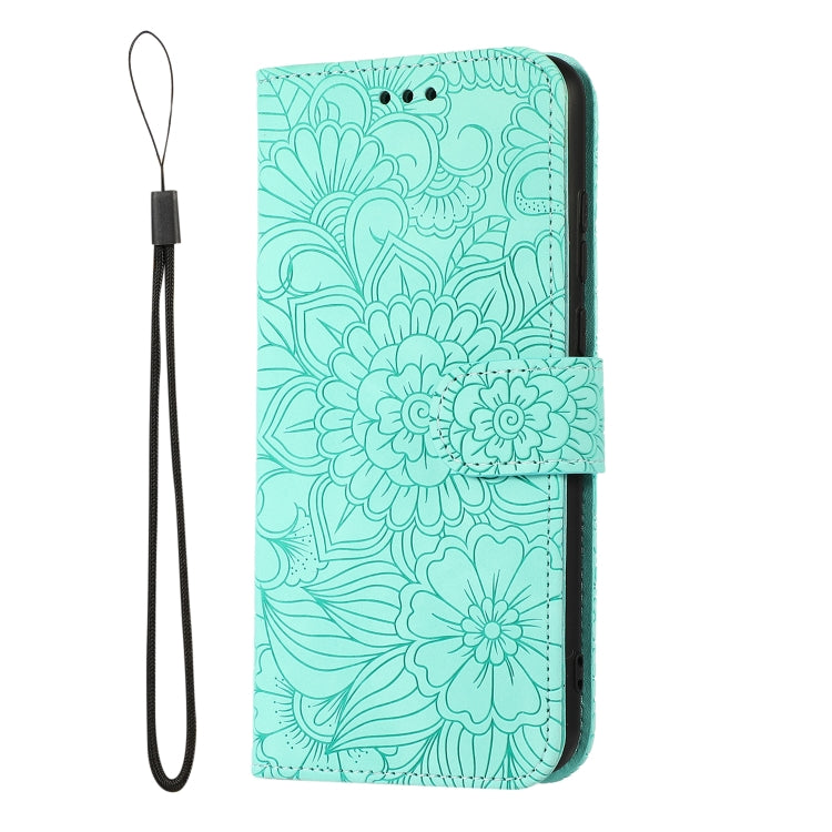 For Huawei Y6p Skin Feel Embossed Sunflower Horizontal Flip Leather Case with Holder & Card Slots & Wallet & Lanyard