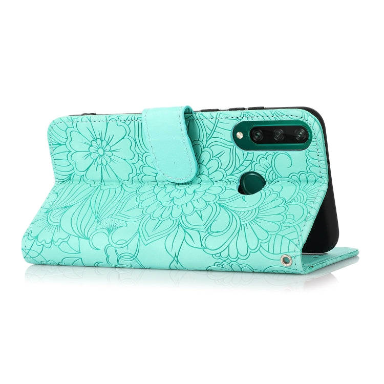 For Huawei Y6p Skin Feel Embossed Sunflower Horizontal Flip Leather Case with Holder & Card Slots & Wallet & Lanyard