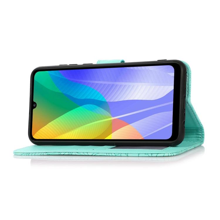 For Huawei Y6p Skin Feel Embossed Sunflower Horizontal Flip Leather Case with Holder & Card Slots & Wallet & Lanyard