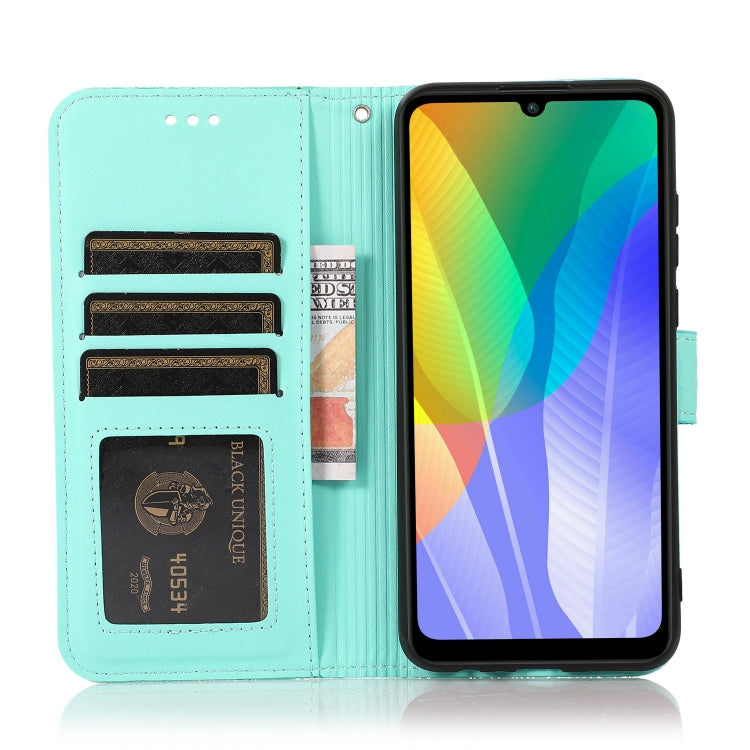 For Huawei Y6p Skin Feel Embossed Sunflower Horizontal Flip Leather Case with Holder & Card Slots & Wallet & Lanyard