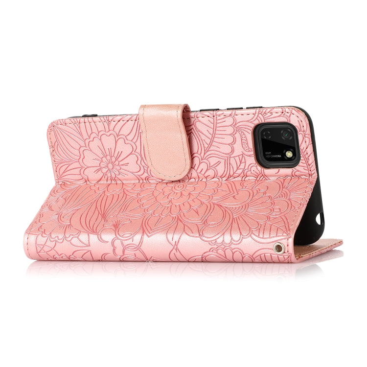 For Huawei Y5p Skin Feel Embossed Sunflower Horizontal Flip Leather Case with Holder & Card Slots & Wallet & Lanyard