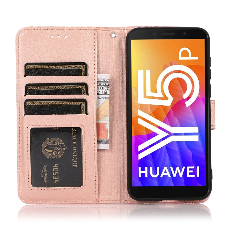 For Huawei Y5p Skin Feel Embossed Sunflower Horizontal Flip Leather Case with Holder & Card Slots & Wallet & Lanyard