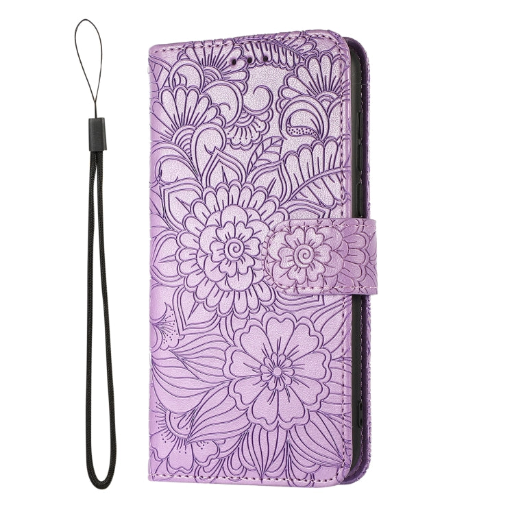 For Huawei Y5p Skin Feel Embossed Sunflower Horizontal Flip Leather Case with Holder & Card Slots & Wallet & Lanyard