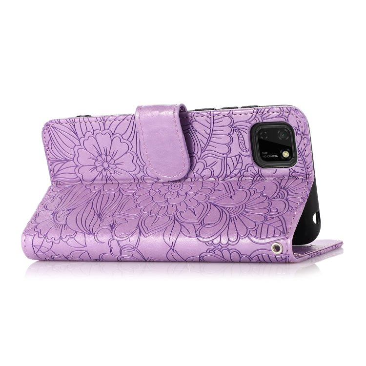 For Huawei Y5p Skin Feel Embossed Sunflower Horizontal Flip Leather Case with Holder & Card Slots & Wallet & Lanyard