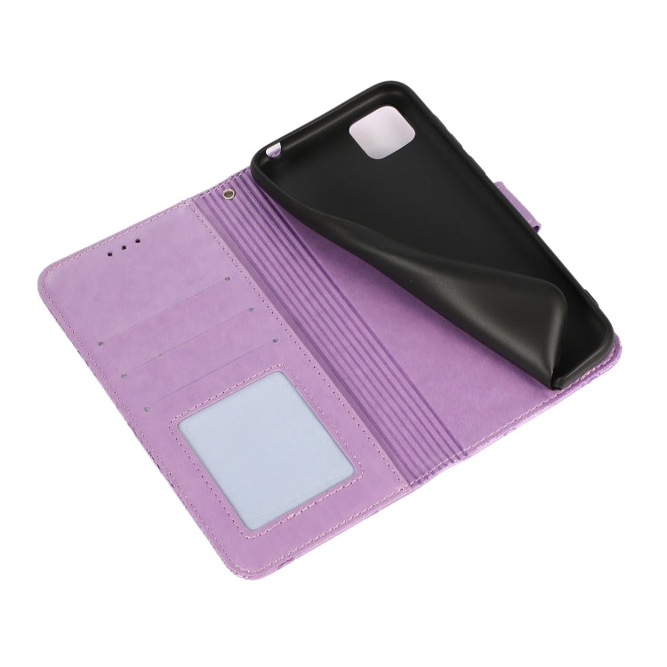 For Huawei Y5p Skin Feel Embossed Sunflower Horizontal Flip Leather Case with Holder & Card Slots & Wallet & Lanyard