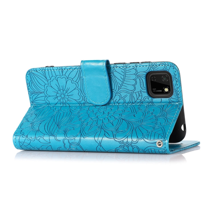For Huawei Y5p Skin Feel Embossed Sunflower Horizontal Flip Leather Case with Holder & Card Slots & Wallet & Lanyard