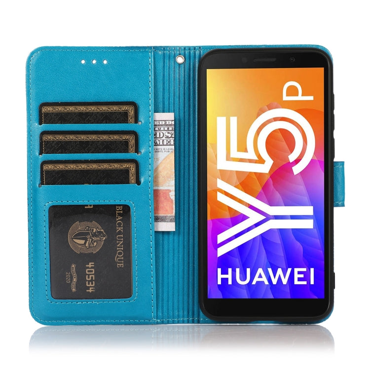 For Huawei Y5p Skin Feel Embossed Sunflower Horizontal Flip Leather Case with Holder & Card Slots & Wallet & Lanyard