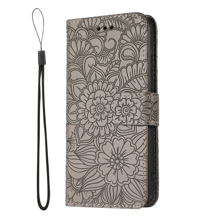 For Huawei Y5p Skin Feel Embossed Sunflower Horizontal Flip Leather Case with Holder & Card Slots & Wallet & Lanyard