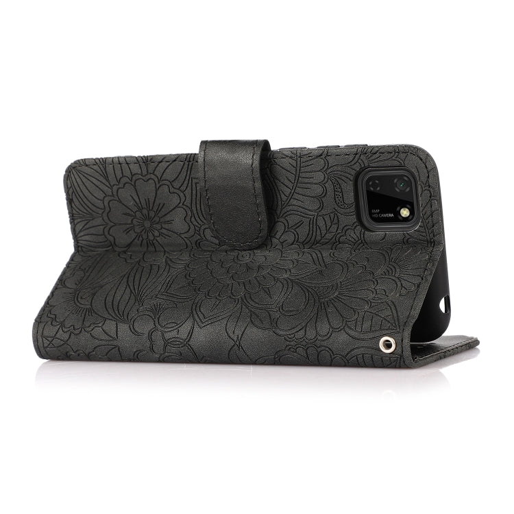 For Huawei Y5p Skin Feel Embossed Sunflower Horizontal Flip Leather Case with Holder & Card Slots & Wallet & Lanyard