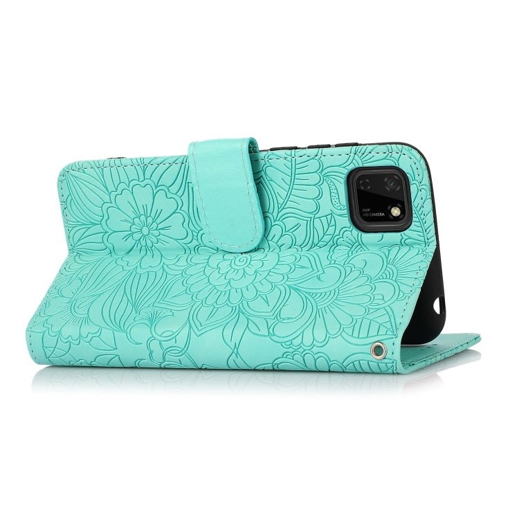 For Huawei Y5p Skin Feel Embossed Sunflower Horizontal Flip Leather Case with Holder & Card Slots & Wallet & Lanyard