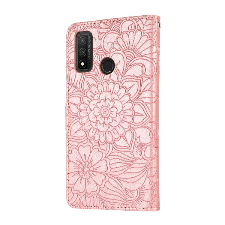 For Huawei P smart 2020 Skin Feel Embossed Sunflower Horizontal Flip Leather Case with Holder & Card Slots & Wallet & Lanyard