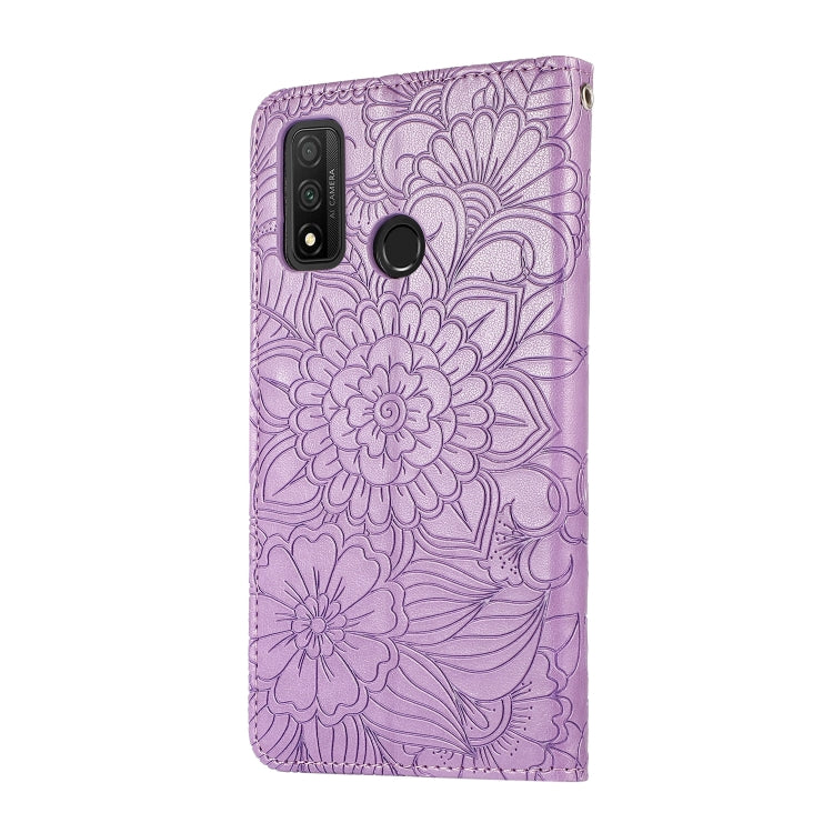 For Huawei P smart 2020 Skin Feel Embossed Sunflower Horizontal Flip Leather Case with Holder & Card Slots & Wallet & Lanyard