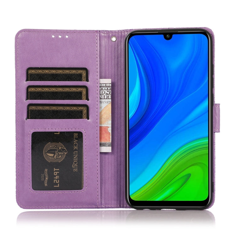 For Huawei P smart 2020 Skin Feel Embossed Sunflower Horizontal Flip Leather Case with Holder & Card Slots & Wallet & Lanyard