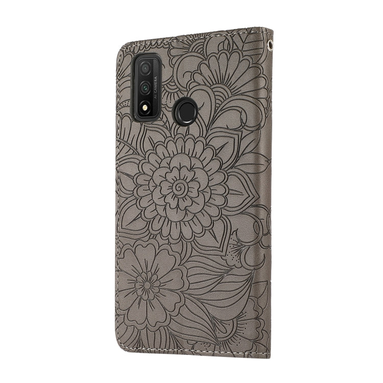 For Huawei P smart 2020 Skin Feel Embossed Sunflower Horizontal Flip Leather Case with Holder & Card Slots & Wallet & Lanyard