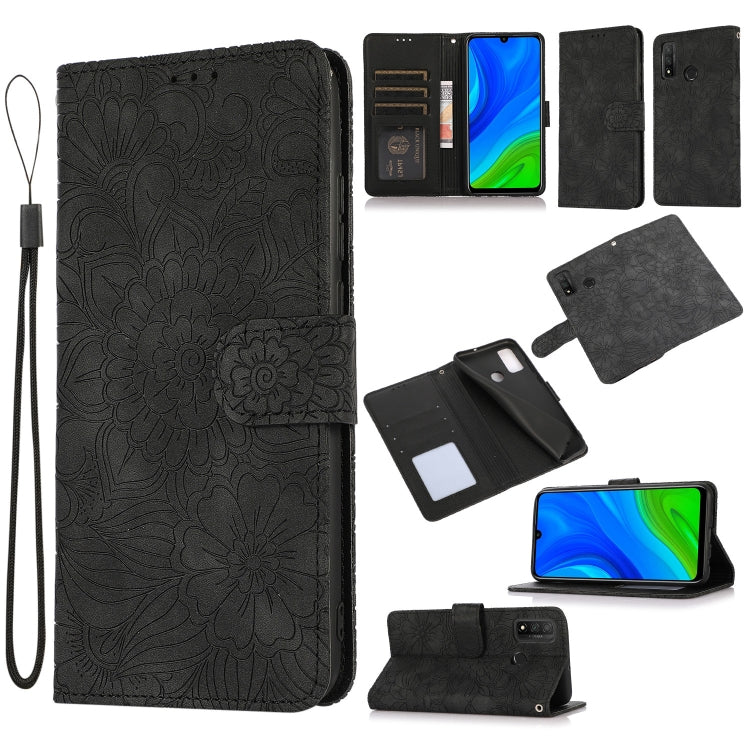 For Huawei P smart 2020 Skin Feel Embossed Sunflower Horizontal Flip Leather Case with Holder & Card Slots & Wallet & Lanyard