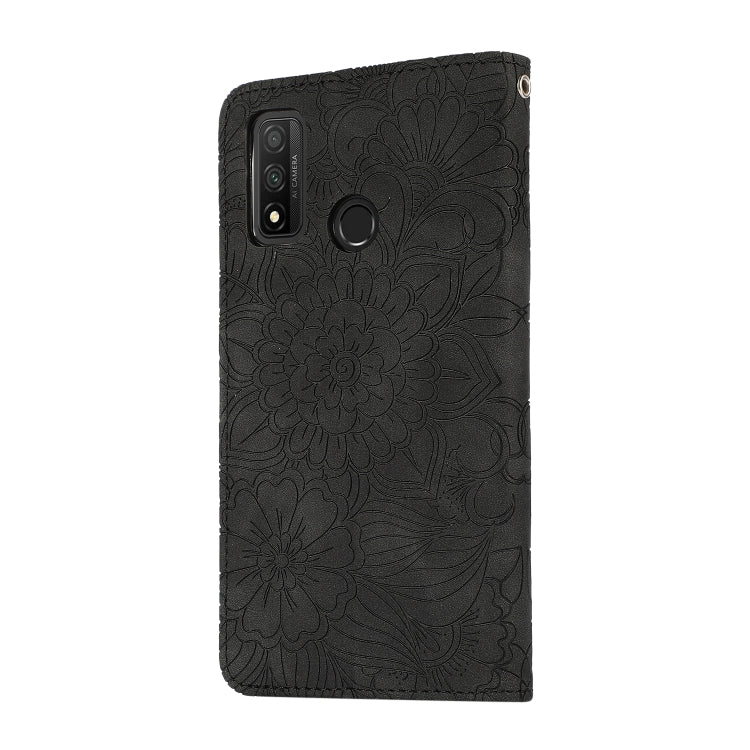 For Huawei P smart 2020 Skin Feel Embossed Sunflower Horizontal Flip Leather Case with Holder & Card Slots & Wallet & Lanyard