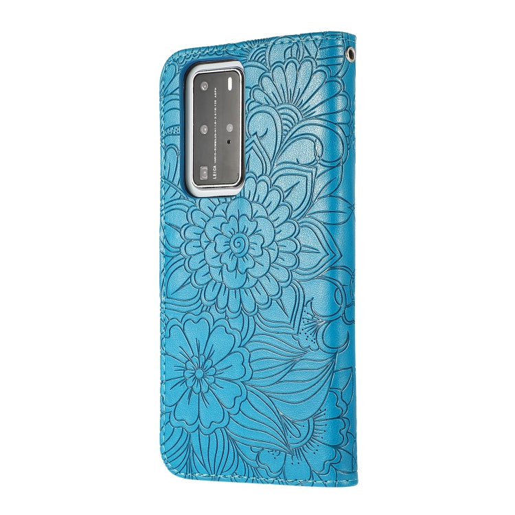 For Huawei P40 Pro Skin Feel Embossed Sunflower Horizontal Flip Leather Case with Holder & Card Slots & Wallet & Lanyard