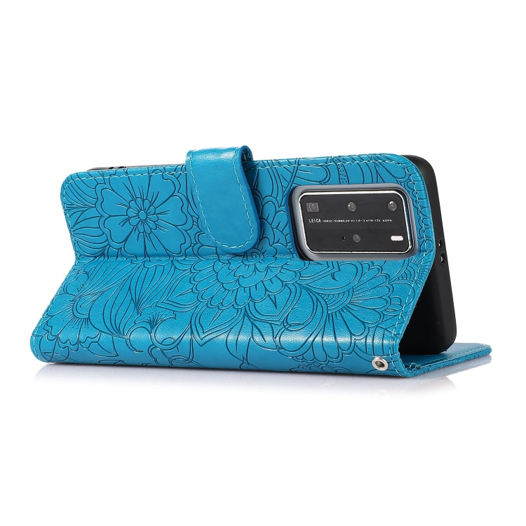 For Huawei P40 Pro Skin Feel Embossed Sunflower Horizontal Flip Leather Case with Holder & Card Slots & Wallet & Lanyard