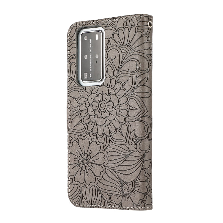 For Huawei P40 Pro Skin Feel Embossed Sunflower Horizontal Flip Leather Case with Holder & Card Slots & Wallet & Lanyard