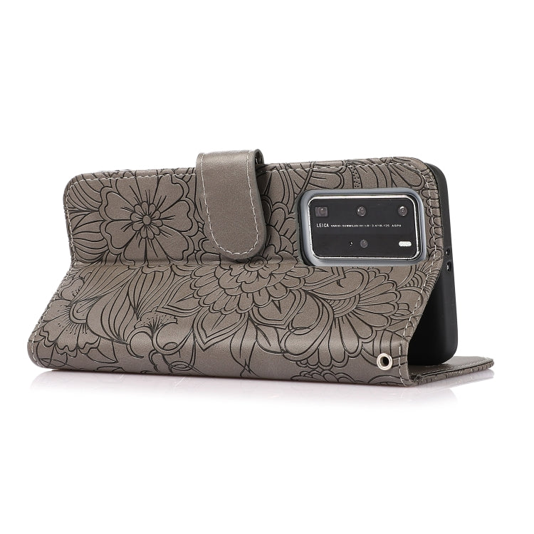 For Huawei P40 Pro Skin Feel Embossed Sunflower Horizontal Flip Leather Case with Holder & Card Slots & Wallet & Lanyard
