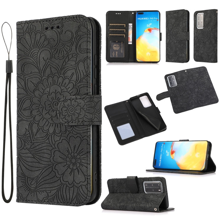 For Huawei P40 Pro Skin Feel Embossed Sunflower Horizontal Flip Leather Case with Holder & Card Slots & Wallet & Lanyard