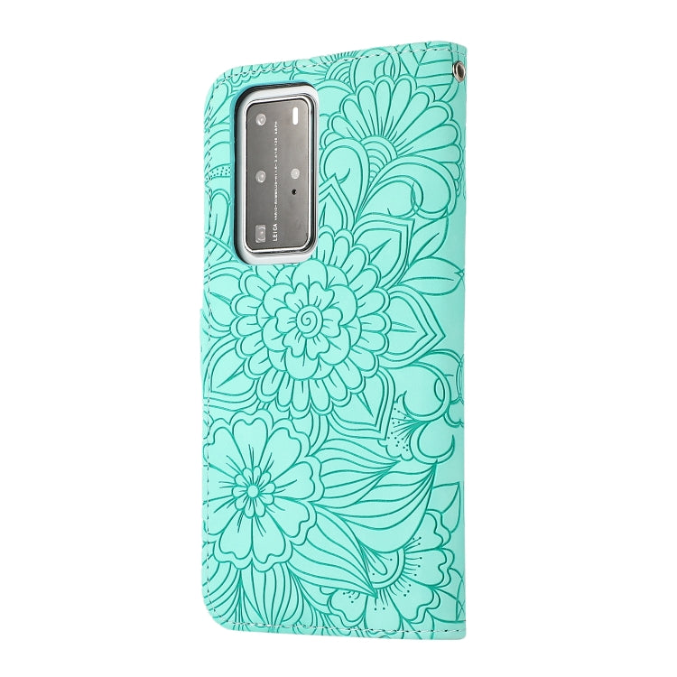 For Huawei P40 Pro Skin Feel Embossed Sunflower Horizontal Flip Leather Case with Holder & Card Slots & Wallet & Lanyard