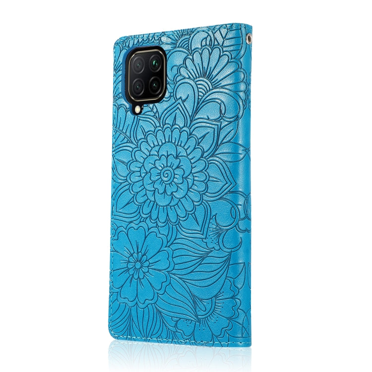 For Huawei P40 lite Skin Feel Embossed Sunflower Horizontal Flip Leather Case with Holder & Card Slots & Wallet & Lanyard