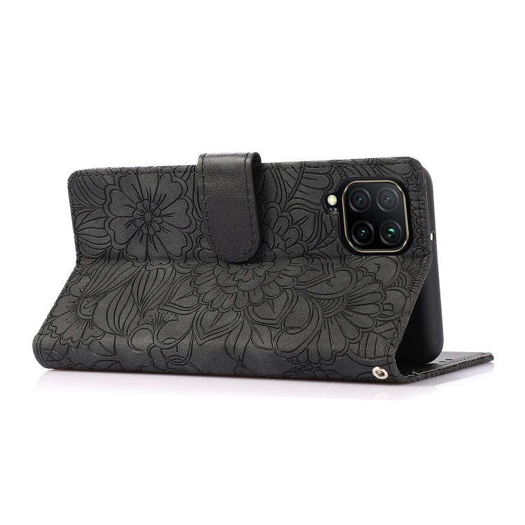 For Huawei P40 lite Skin Feel Embossed Sunflower Horizontal Flip Leather Case with Holder & Card Slots & Wallet & Lanyard