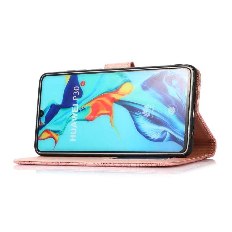 For Huawei P30 Skin Feel Embossed Sunflower Horizontal Flip Leather Case with Holder & Card Slots & Wallet & Lanyard
