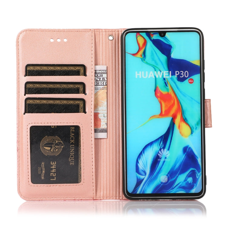 For Huawei P30 Skin Feel Embossed Sunflower Horizontal Flip Leather Case with Holder & Card Slots & Wallet & Lanyard