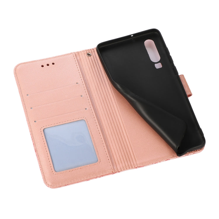 For Huawei P30 Skin Feel Embossed Sunflower Horizontal Flip Leather Case with Holder & Card Slots & Wallet & Lanyard