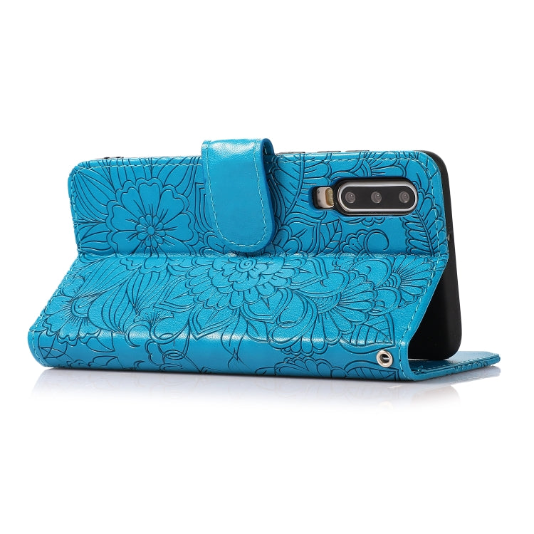 For Huawei P30 Skin Feel Embossed Sunflower Horizontal Flip Leather Case with Holder & Card Slots & Wallet & Lanyard