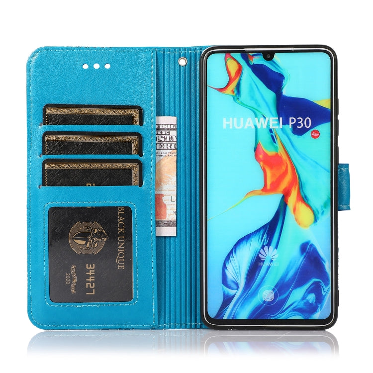 For Huawei P30 Skin Feel Embossed Sunflower Horizontal Flip Leather Case with Holder & Card Slots & Wallet & Lanyard