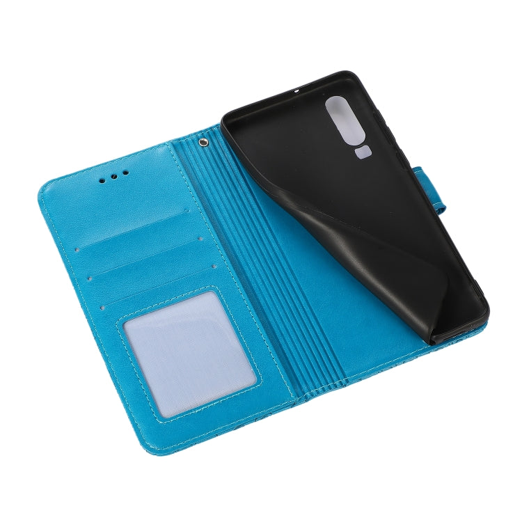 For Huawei P30 Skin Feel Embossed Sunflower Horizontal Flip Leather Case with Holder & Card Slots & Wallet & Lanyard
