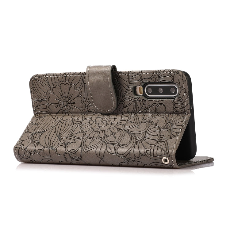 For Huawei P30 Skin Feel Embossed Sunflower Horizontal Flip Leather Case with Holder & Card Slots & Wallet & Lanyard
