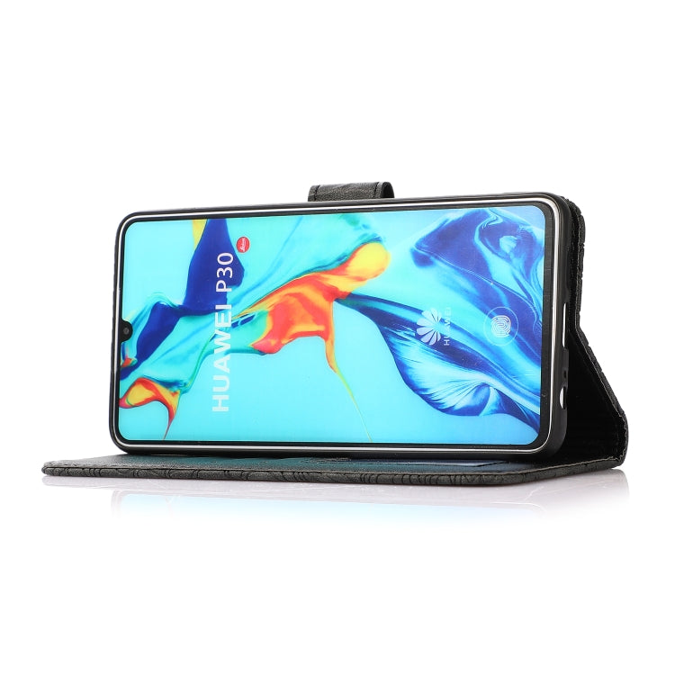 For Huawei P30 Skin Feel Embossed Sunflower Horizontal Flip Leather Case with Holder & Card Slots & Wallet & Lanyard