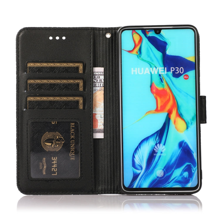 For Huawei P30 Skin Feel Embossed Sunflower Horizontal Flip Leather Case with Holder & Card Slots & Wallet & Lanyard