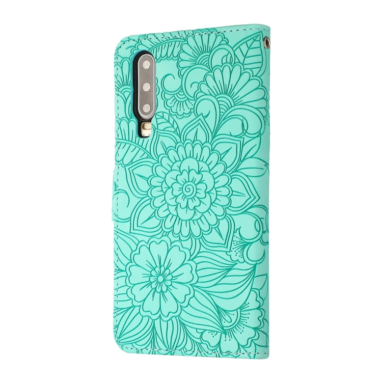 For Huawei P30 Skin Feel Embossed Sunflower Horizontal Flip Leather Case with Holder & Card Slots & Wallet & Lanyard