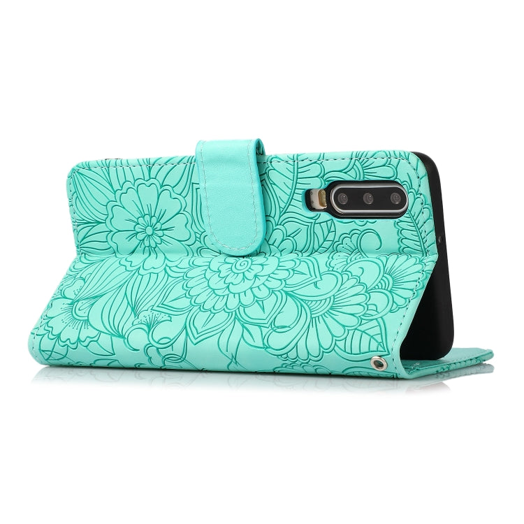 For Huawei P30 Skin Feel Embossed Sunflower Horizontal Flip Leather Case with Holder & Card Slots & Wallet & Lanyard