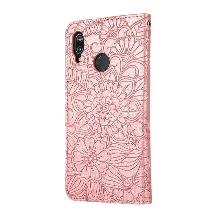 For Huawei P20 lite Skin Feel Embossed Sunflower Horizontal Flip Leather Case with Holder & Card Slots & Wallet & Lanyard
