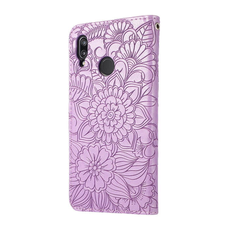 For Huawei P20 lite Skin Feel Embossed Sunflower Horizontal Flip Leather Case with Holder & Card Slots & Wallet & Lanyard